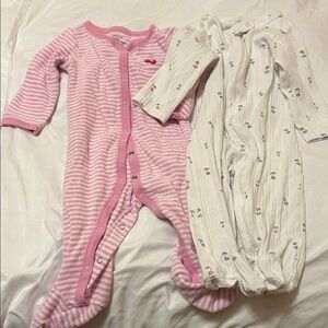 Carter's Pink and White Striped Footies Set